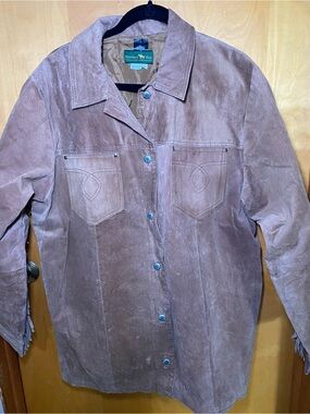 Hunter’s Run Brown Suede fringe Button-Front Leather Jacket